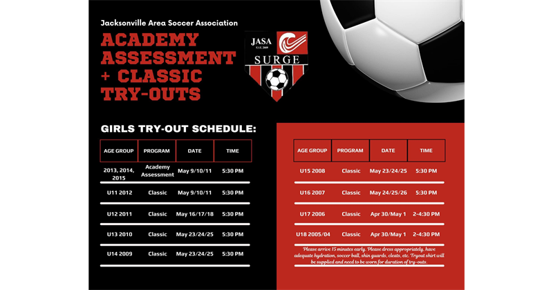 Academy + Classic Girls Tryout information 