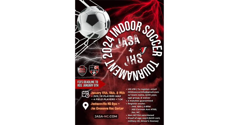 REGISTER NOW for the JASA Indoor Soccer Tournament!